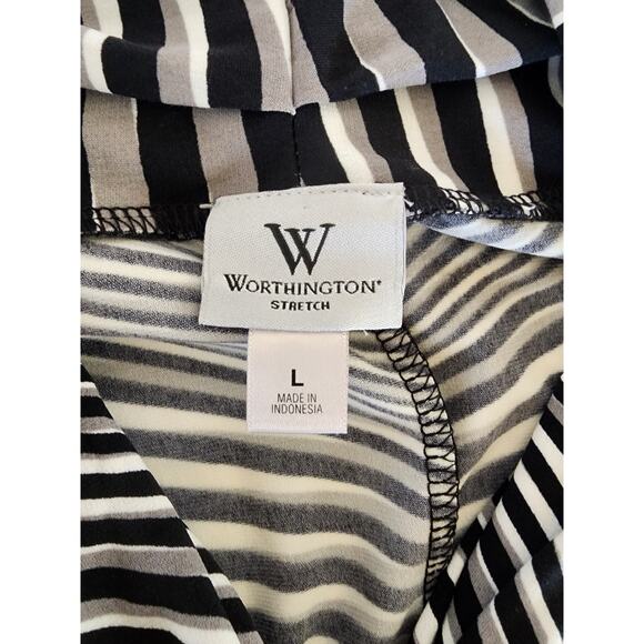 WORTHINGTON Black White Geometric Career Stretch Sleeveless Lightweight Top SZ L - Picture 4 of 7